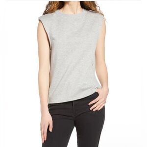 Vero Moda NWT Light Gray Melange Shoulder Pad Sleeveless Top- M